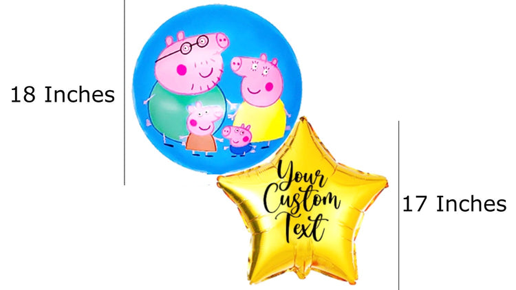 Customized Peppa Pig Themed Foil Balloon Bouquet