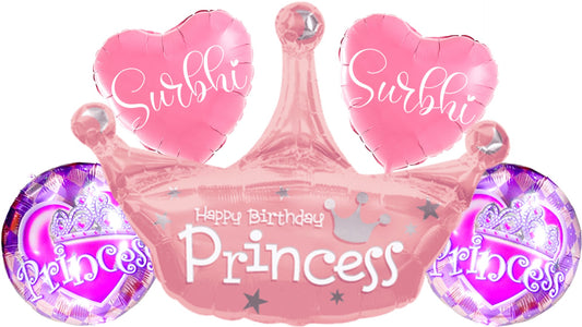 Customized Princess Themed Foil Balloon Bouquet