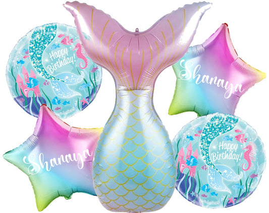 Customized Mermaid Themed Foil Balloon Bouquet