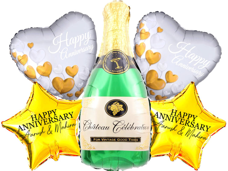 Customized Celebration Bottle Themed Anniversary Foil Balloon Bouquet