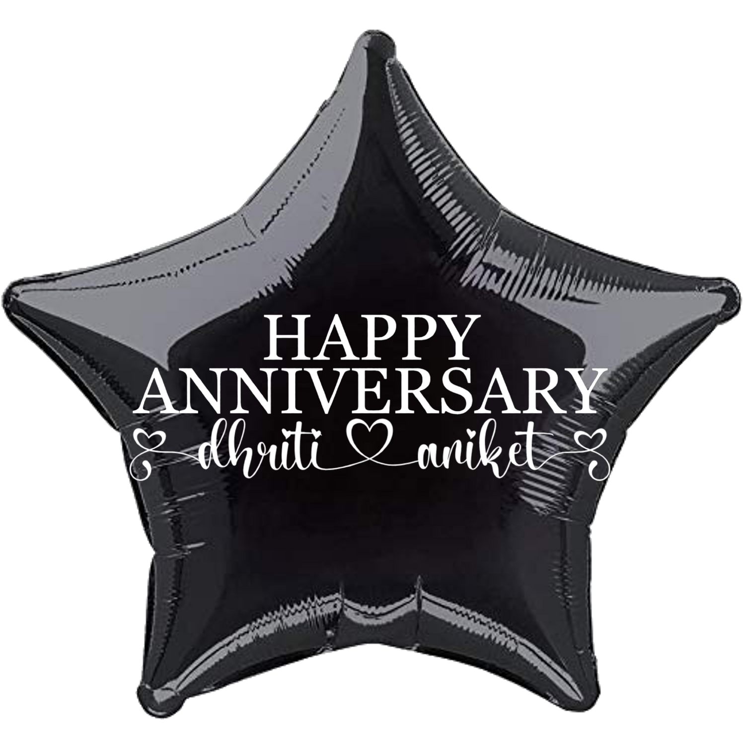 Custom Name/Text/Message Black Star Balloons For First Wedding Anniversary, 2nd/3rd/5th/10th/15th/20th/25th/30th/35th/40th/45th/50th/55th/60th/65th/75th Marriage Anniversary And Wedding Milestones. Supports Helium/Air, Luxury Bespoke Balloons Make Perfect Decoration Supplies & Surprise For Your Husband/Wife/Partner/Other-Half.
