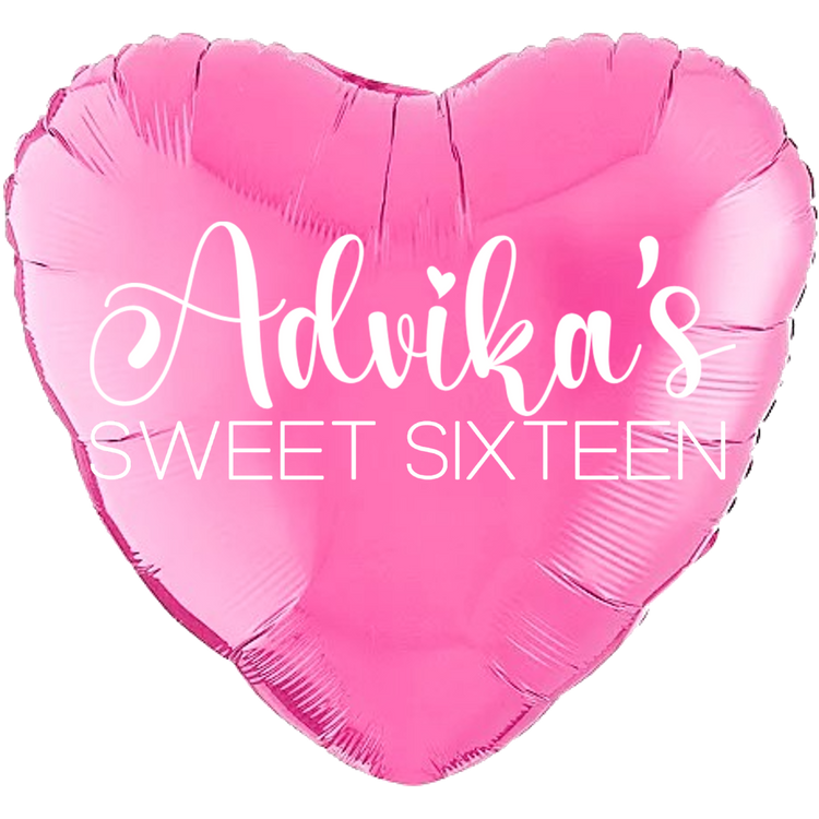 Custom Name/Text/Message Pink Heart Personalized Balloons For Sixteenth Birthday Party Event. Supports Helium/Air, Luxury Bespoke Balloons Are Perfect To Surprise Your Friends/Siblings/Girlfriend On Their 16Th Birthday. Perfect For Indoor And Outdoor Decorations, Surprise Parties, Room & Hall Decorations.