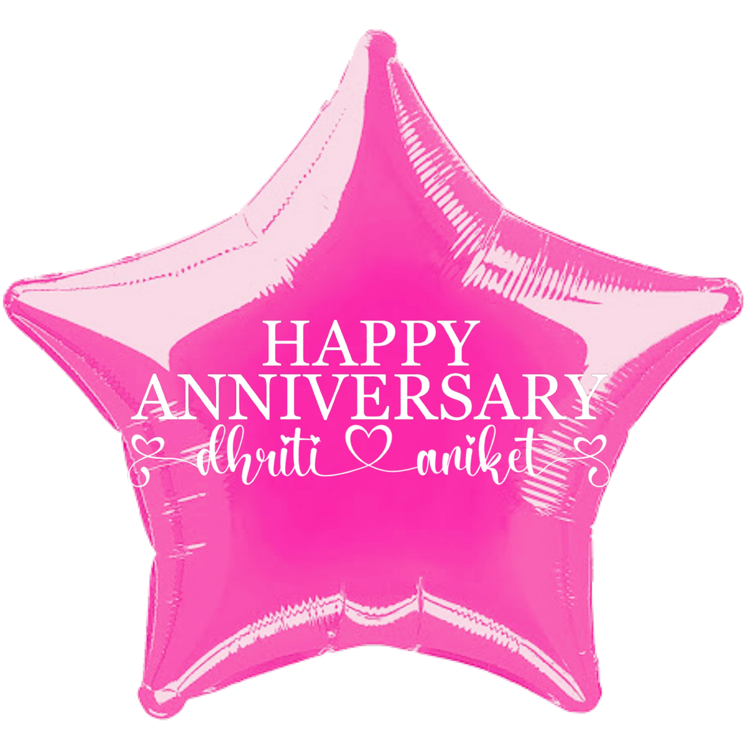 Custom Name/Text/Message Hot Pink Star Balloons For First Wedding Anniversary, 2nd/3rd/5th/10th/15th/20th/25th/30th/35th/40th/45th/50th/55th/60th/65th/75th Marriage Anniversary And Wedding Milestones. Supports Helium/Air, Luxury Bespoke Balloons Make Perfect Decoration Supplies & Surprise For Your Husband/Wife/Partner/Other-Half.