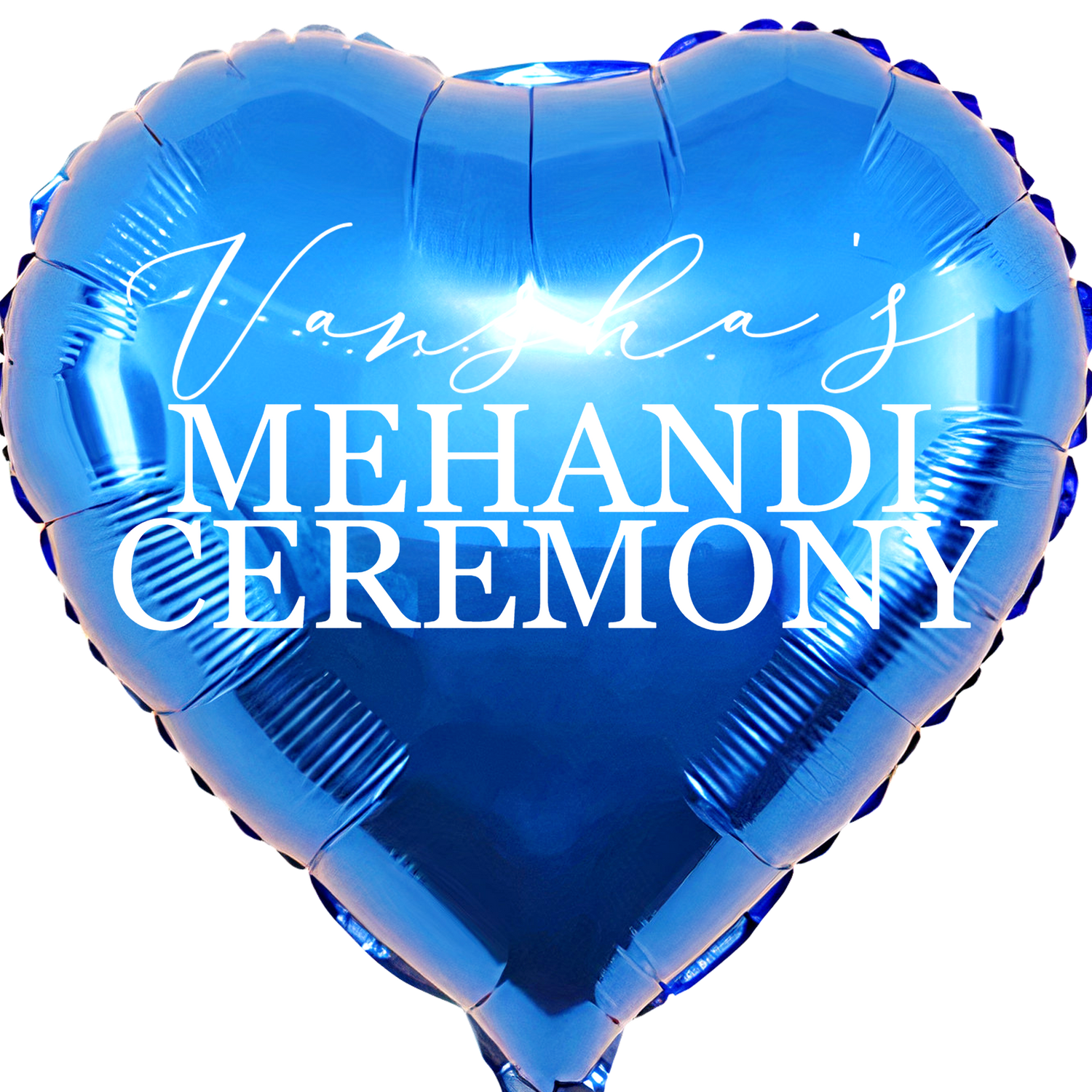 Custom Name/Text/Message Blue Heart Balloons For Mehandi Ceremony Decoration. Supports Helium/Air, our Luxury Bespoke Balloons Are a Perfect Surprise For The Amazing Bride. Perfect For Pre-Wedding Decoration, Destination Wedding Shoots, Bridal Henna Ceremony Decoration, Sangeeth Ceremony And Indoor Gatherings.