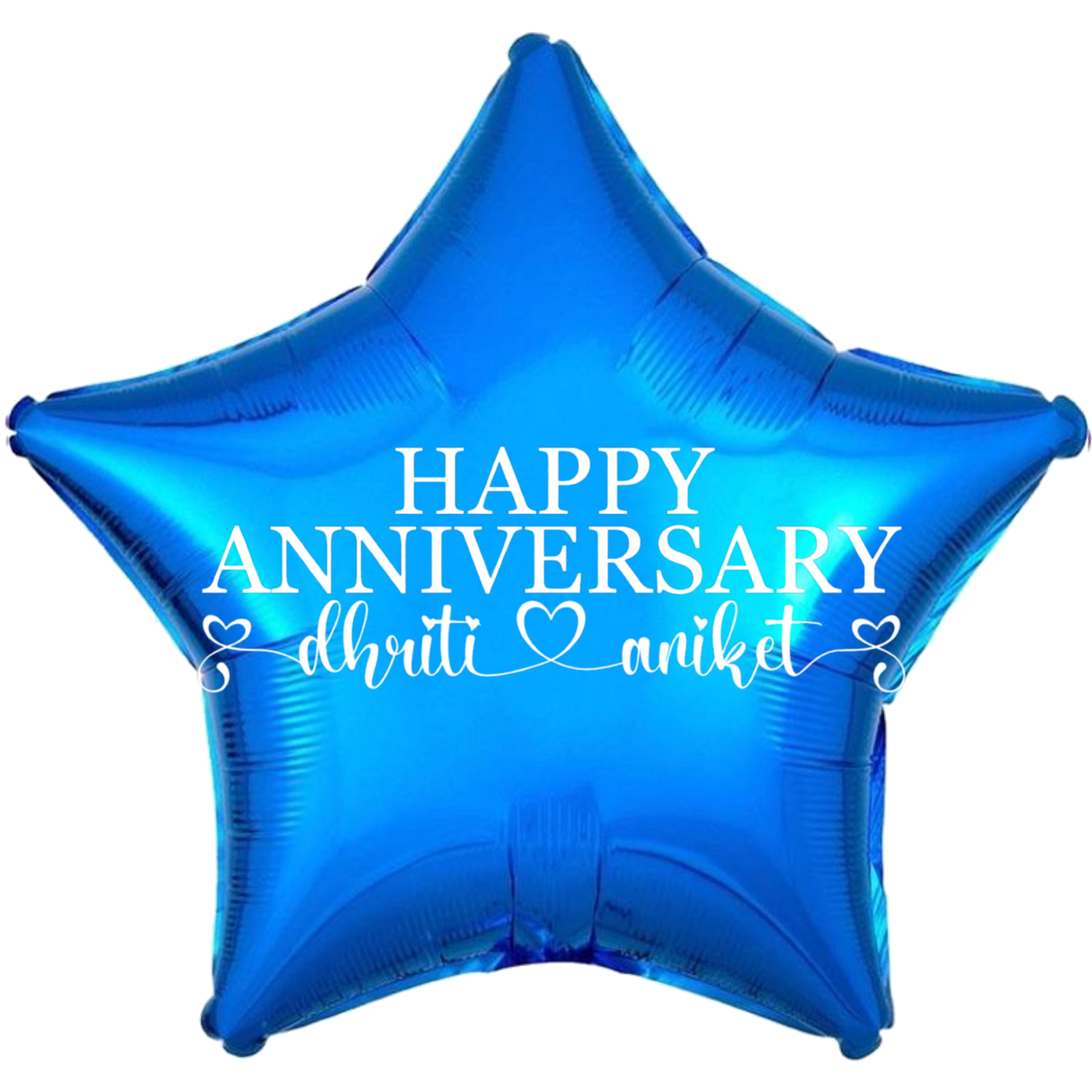 Custom Name/Text/Message Blue Star Balloons For First Wedding Anniversary, 2nd/3rd/5th/10th/15th/20th/25th/30th/35th/40th/45th/50th/55th/60th/65th/75th Marriage Anniversary And Wedding Milestones. Supports Helium/Air, Luxury Bespoke Balloons Make Perfect Decoration Supplies & Surprise For Your Husband/Wife/Partner/Other-Half.