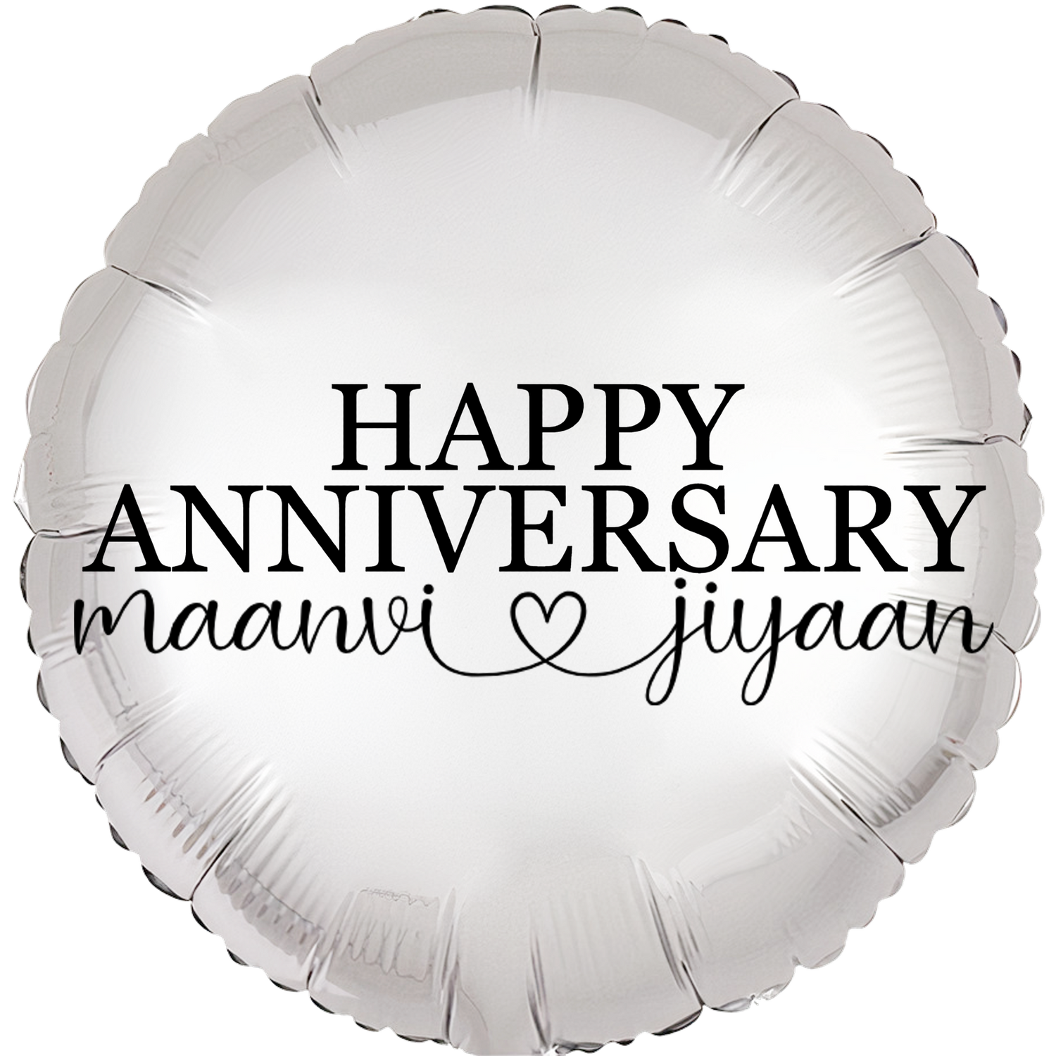 Custom Name/Text/Message Silver Round Balloons For First Wedding Anniversary, 2nd/3rd/5th/10th/15th/20th/25th/30th/35th/40th/45th/50th/55th/60th/65th/75th Marriage Anniversary And Wedding Milestones. Supports Helium/Air, Luxury Bespoke Balloons Make Perfect Decoration Supplies & Surprise For Your Husband/Wife/Partner/Other-Half.
