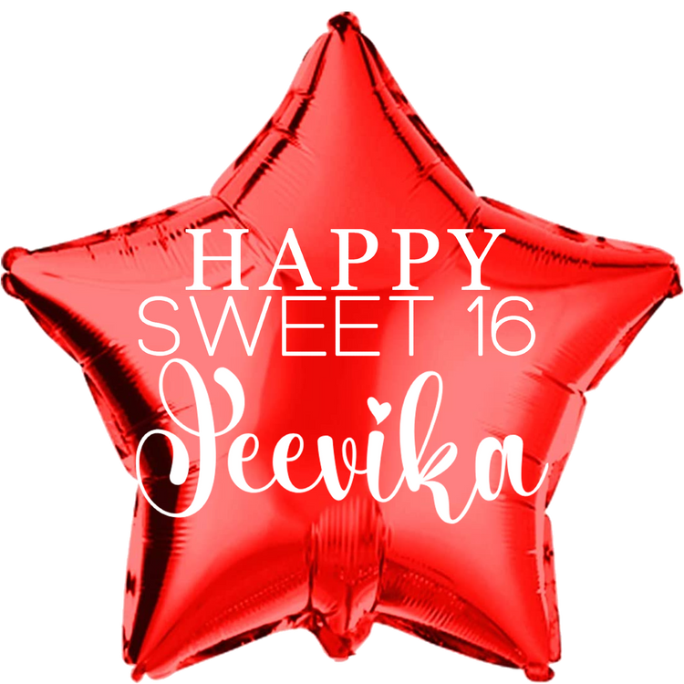Customized Happy Sweet Sixteen Foil Balloons For 16Th Birthday Decoration | Set of 5