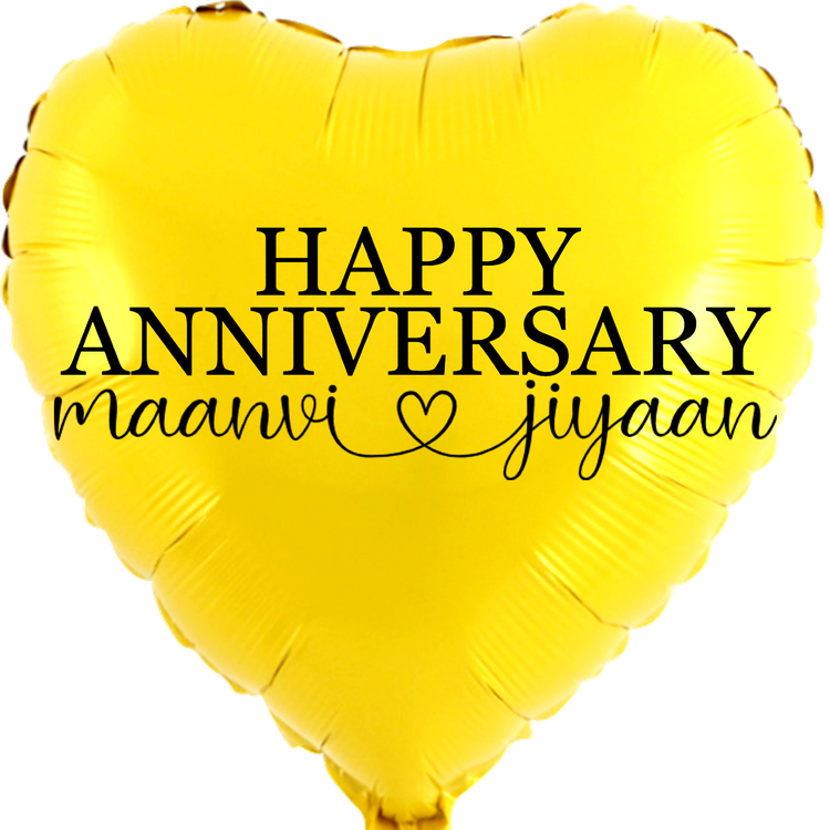 Custom Name/Text/Message Golden Heart Balloons For First Wedding Anniversary, 2nd/3rd/5th/10th/15th/20th/25th/30th/35th/40th/45th/50th/55th/60th/65th/75th Marriage Anniversary And Wedding Milestones. Supports Helium/Air, Luxury Bespoke Balloons Make Perfect Decoration Supplies & Surprise For Your Husband/Wife/Partner/Other-Half.