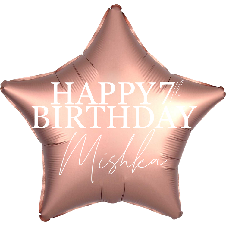 Personalized/Customized Custom Name/Text & Age Rose Gold Star Foil/Mylar Balloons For Six Months/First/Second/Third/Sixteenth/Twenty-First/Thirty/Forty/Fifty/Sixty/Seventieth Birthday, Milestone Birthday or a Special Themed Birthday Event. Supports Helium/Air, Luxury Bespoke Balloons Are a Perfect Surprise For Your Baby, Wife, Mom, Dad, Brother, Sister, Friends & Loved Ones