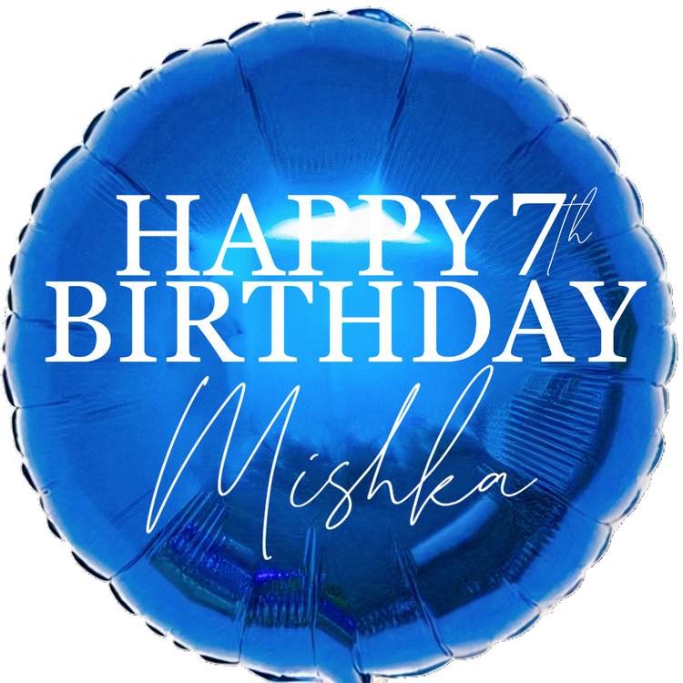 Personalized/Customized Custom Name/Text & Age Blue Round Foil/Mylar Balloons For Six Months/First/Second/Third/Sixteenth/Twenty-First/Thirty/Forty/Fifty/Sixty/Seventieth Birthday, Milestone Birthday or a Special Themed Birthday Event. Supports Helium/Air, Luxury Bespoke Balloons Are a Perfect Surprise For Your Baby, Wife, Mom, Dad, Brother, Sister, Friends & Loved Ones