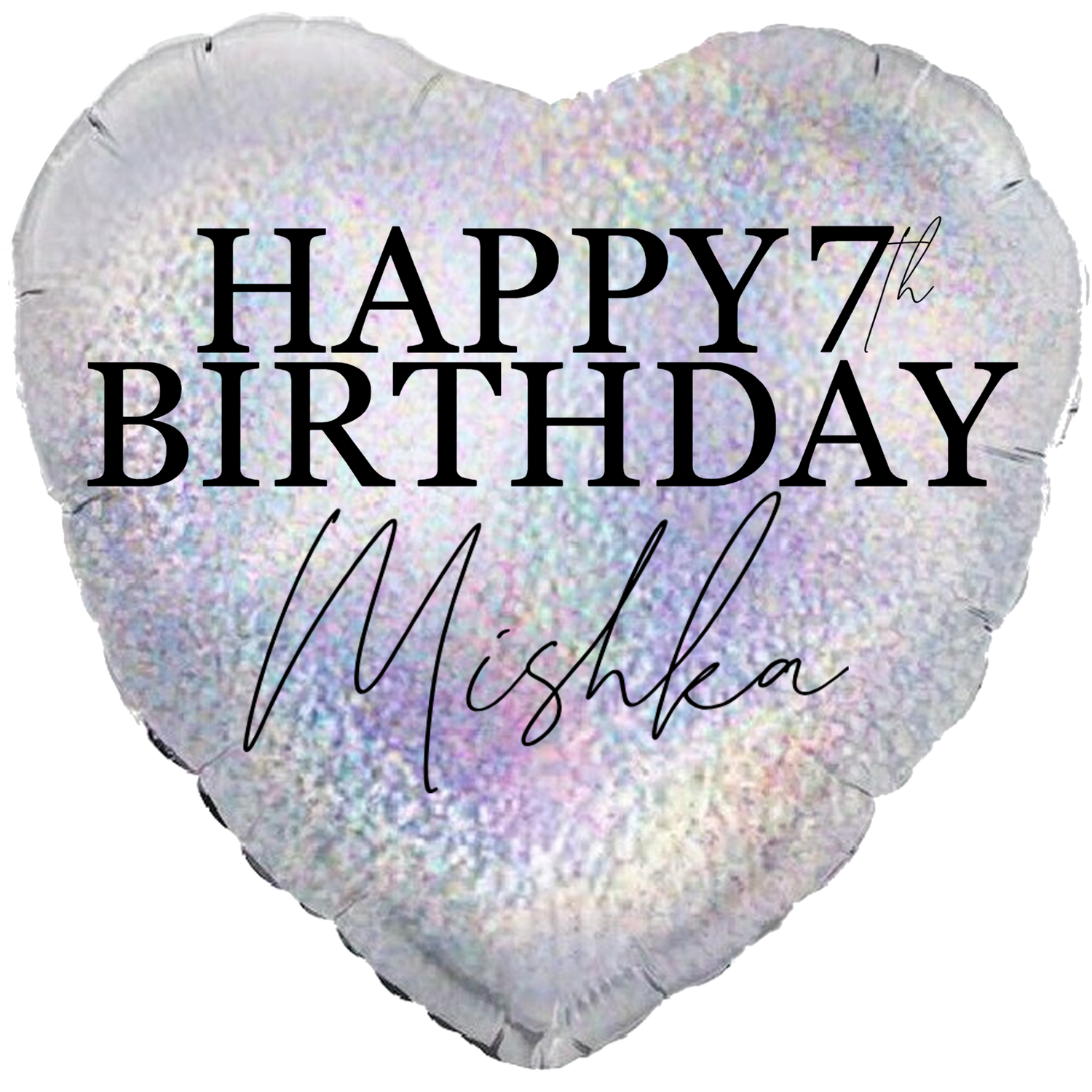 Personalized/Customized Custom Name/Text & Age Holographic Silver Heart Foil/Mylar Balloons For Six Months/First/Second/Third/Sixteenth/Twenty-First/Thirty/Forty/Fifty/Sixty/Seventieth Birthday, Milestone Birthday or a Special Themed Birthday Event. Supports Helium/Air, Luxury Bespoke Balloons Are a Perfect Surprise For Your Baby, Wife, Mom, Dad, Brother, Sister, Friends & Loved Ones
