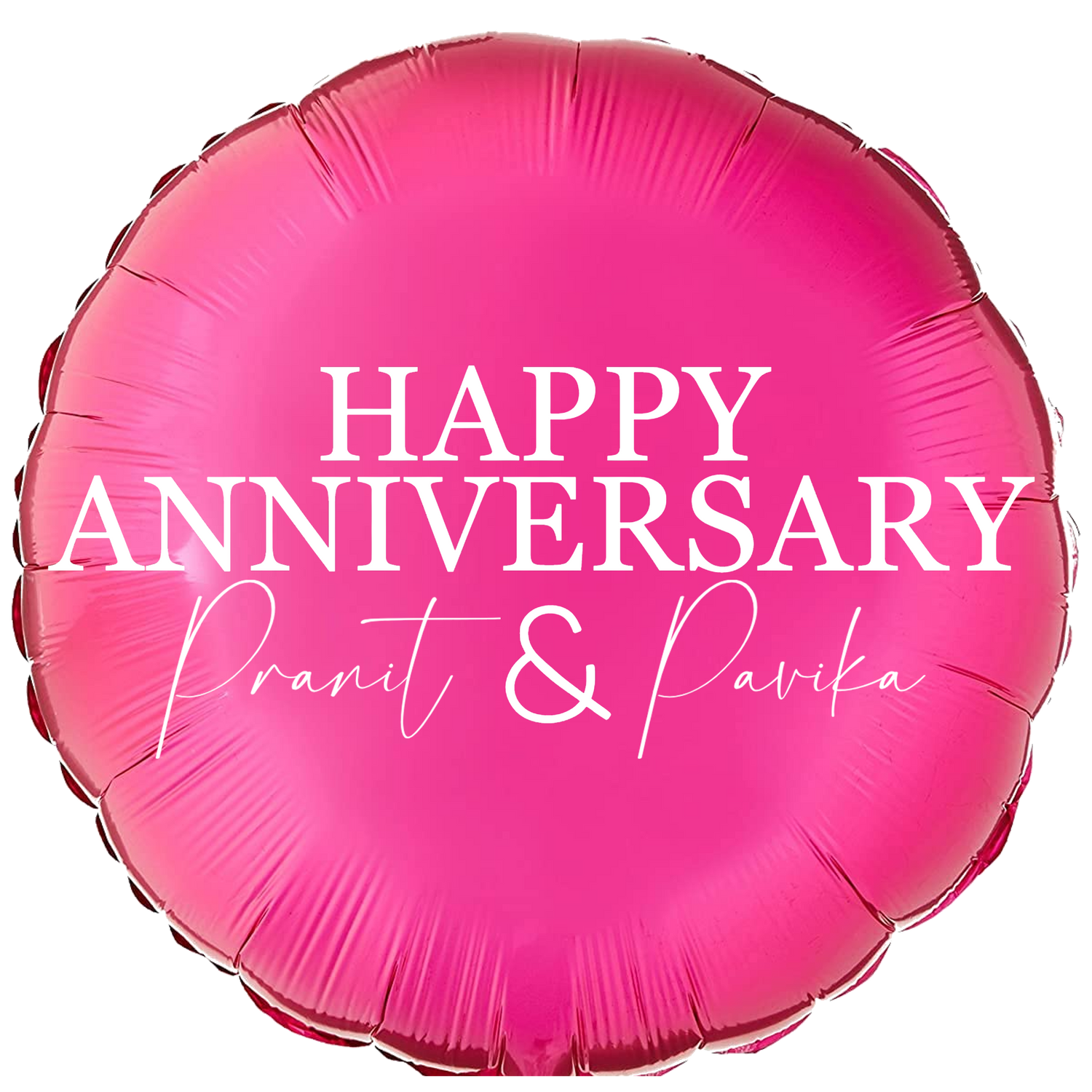 Custom Name/Text/Message Hot Pink Round Balloons For First Wedding Anniversary, 2nd/3rd/5th/10th/15th/20th/25th/30th/35th/40th/45th/50th/55th/60th/65th/75th Marriage Anniversary And Wedding Milestones. Supports Helium/Air, Luxury Bespoke Balloons Make Perfect Decoration Supplies & Surprise For Your Husband/Wife/Partner/Other-Half.