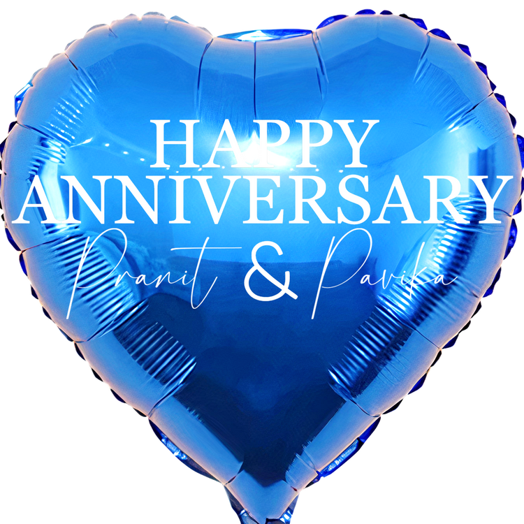 Custom Name/Text/Message Blue Heart Balloons For First Wedding Anniversary, 2nd/3rd/5th/10th/15th/20th/25th/30th/35th/40th/45th/50th/55th/60th/65th/75th Marriage Anniversary And Wedding Milestones. Supports Helium/Air, Luxury Bespoke Balloons Make Perfect Decoration Supplies & Surprise For Your Husband/Wife/Partner/Other-Half.