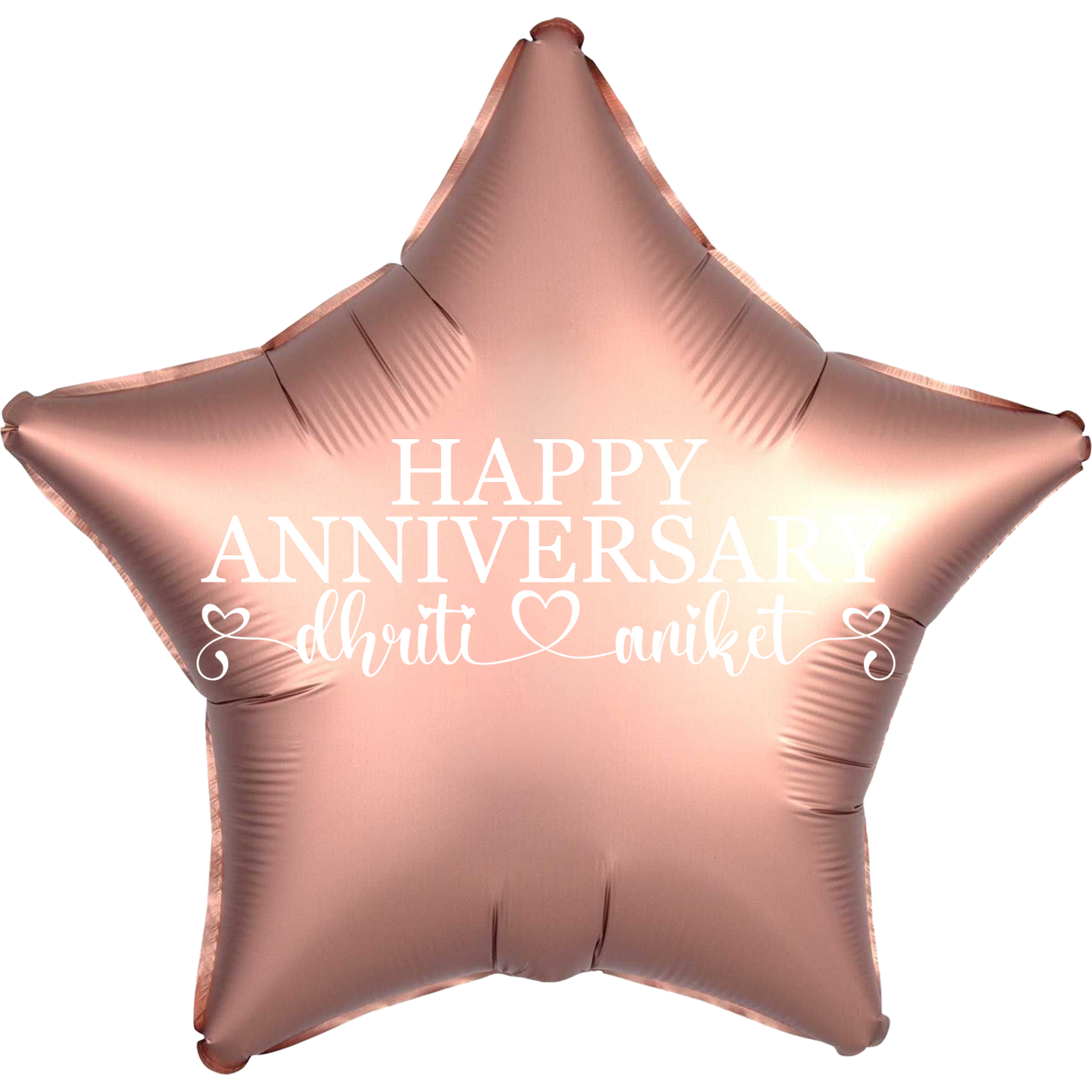 Custom Name/Text/Message Rose Gold Star Balloons For First Wedding Anniversary, 2nd/3rd/5th/10th/15th/20th/25th/30th/35th/40th/45th/50th/55th/60th/65th/75th Marriage Anniversary And Wedding Milestones. Supports Helium/Air, Luxury Bespoke Balloons Make Perfect Decoration Supplies & Surprise For Your Husband/Wife/Partner/Other-Half.