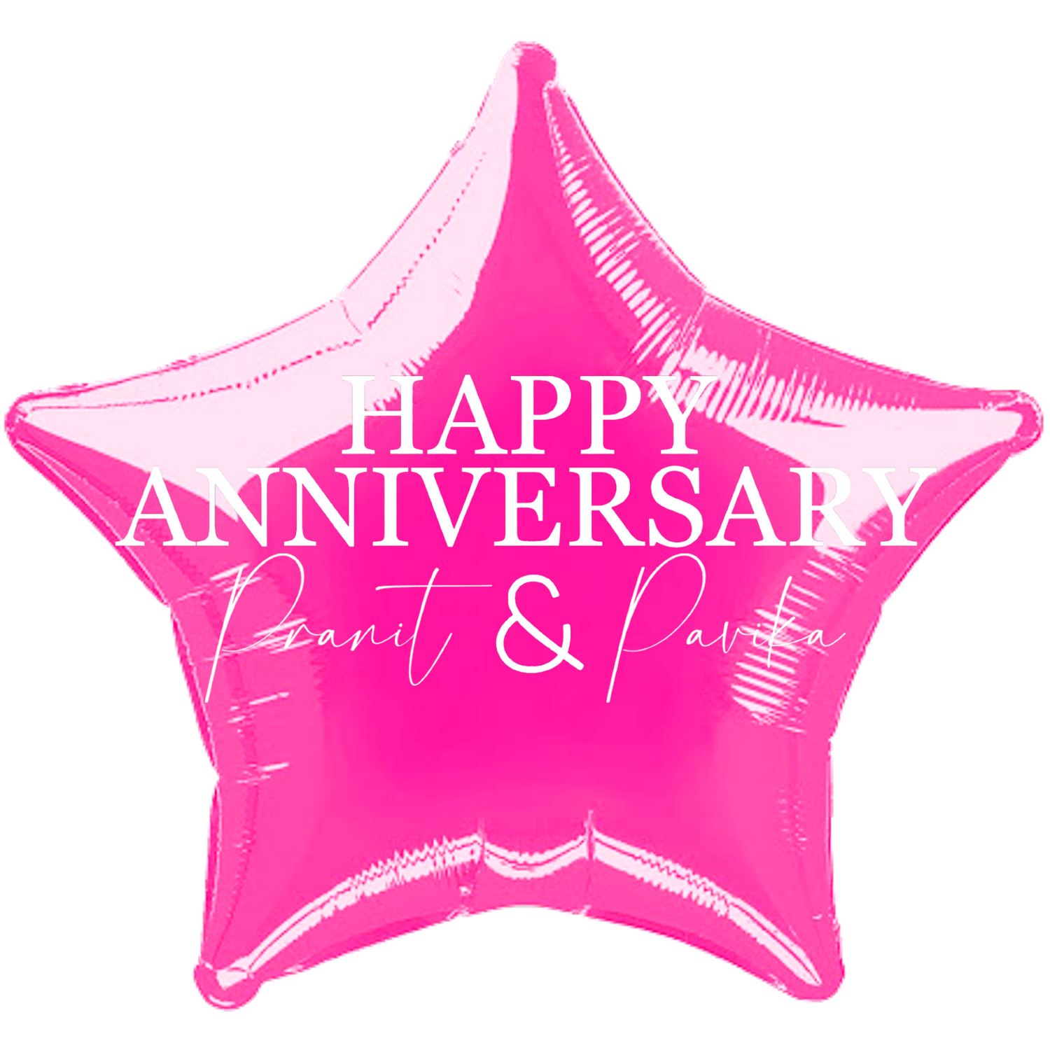Custom Name/Text/Message Hot Pink Star Balloons For First Wedding Anniversary, 2nd/3rd/5th/10th/15th/20th/25th/30th/35th/40th/45th/50th/55th/60th/65th/75th Marriage Anniversary And Wedding Milestones. Supports Helium/Air, Luxury Bespoke Balloons Make Perfect Decoration Supplies & Surprise For Your Husband/Wife/Partner/Other-Half.
