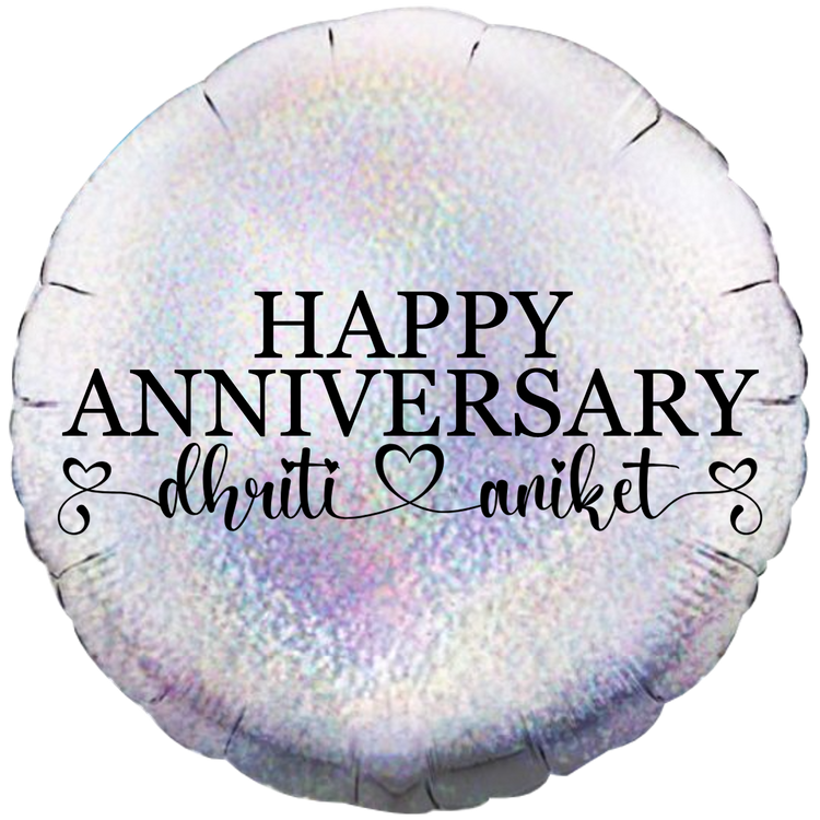 Custom Name/Text/Message Holographic Silver Round Balloons For First Wedding Anniversary, 2nd/3rd/5th/10th/15th/20th/25th/30th/35th/40th/45th/50th/55th/60th/65th/75th Marriage Anniversary And Wedding Milestones. Supports Helium/Air, Luxury Bespoke Balloons Make Perfect Decoration Supplies & Surprise For Your Husband/Wife/Partner/Other-Half.