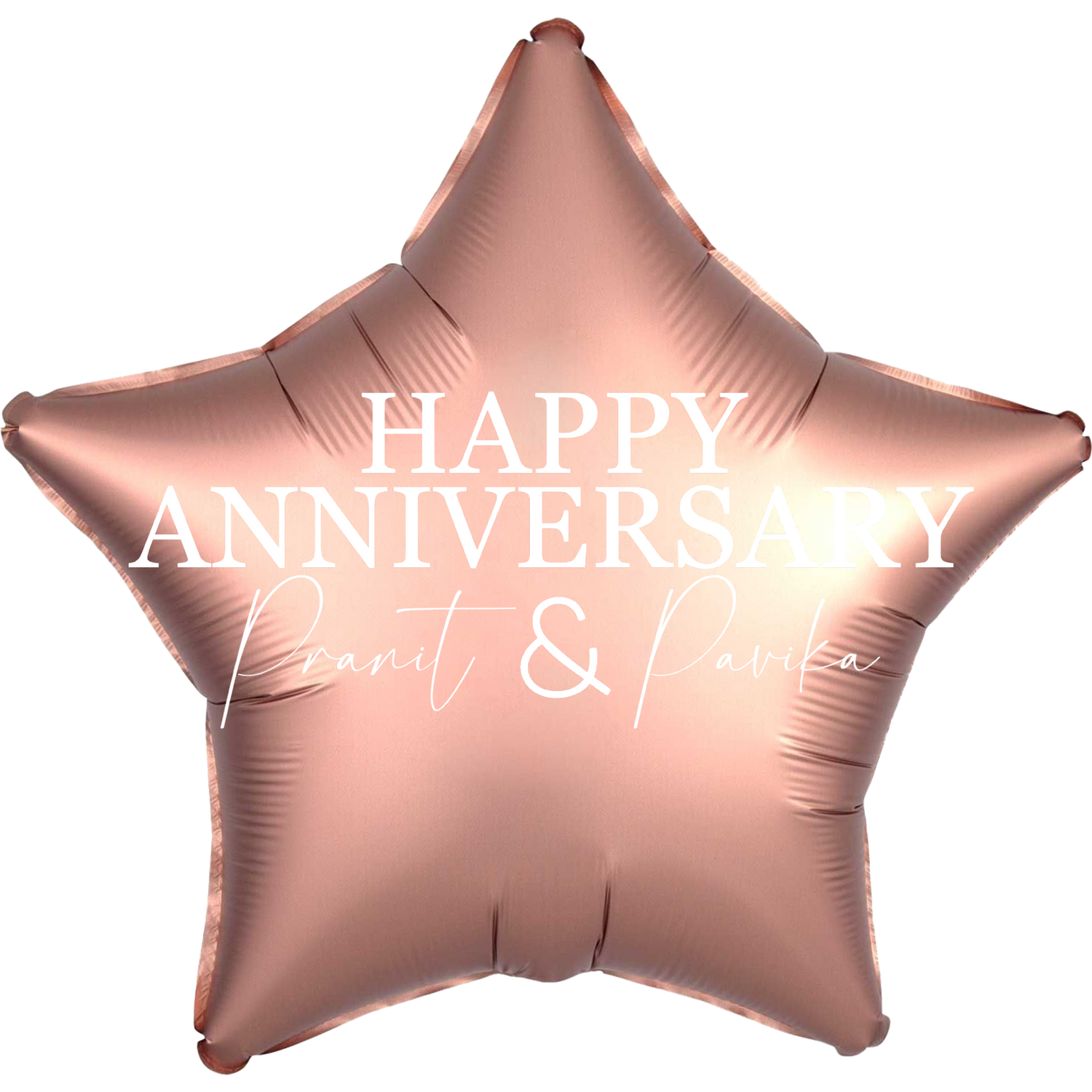 Custom Name/Text/Message Rose Gold Star Balloons For First Wedding Anniversary, 2nd/3rd/5th/10th/15th/20th/25th/30th/35th/40th/45th/50th/55th/60th/65th/75th Marriage Anniversary And Wedding Milestones. Supports Helium/Air, Luxury Bespoke Balloons Make Perfect Decoration Supplies & Surprise For Your Husband/Wife/Partner/Other-Half.