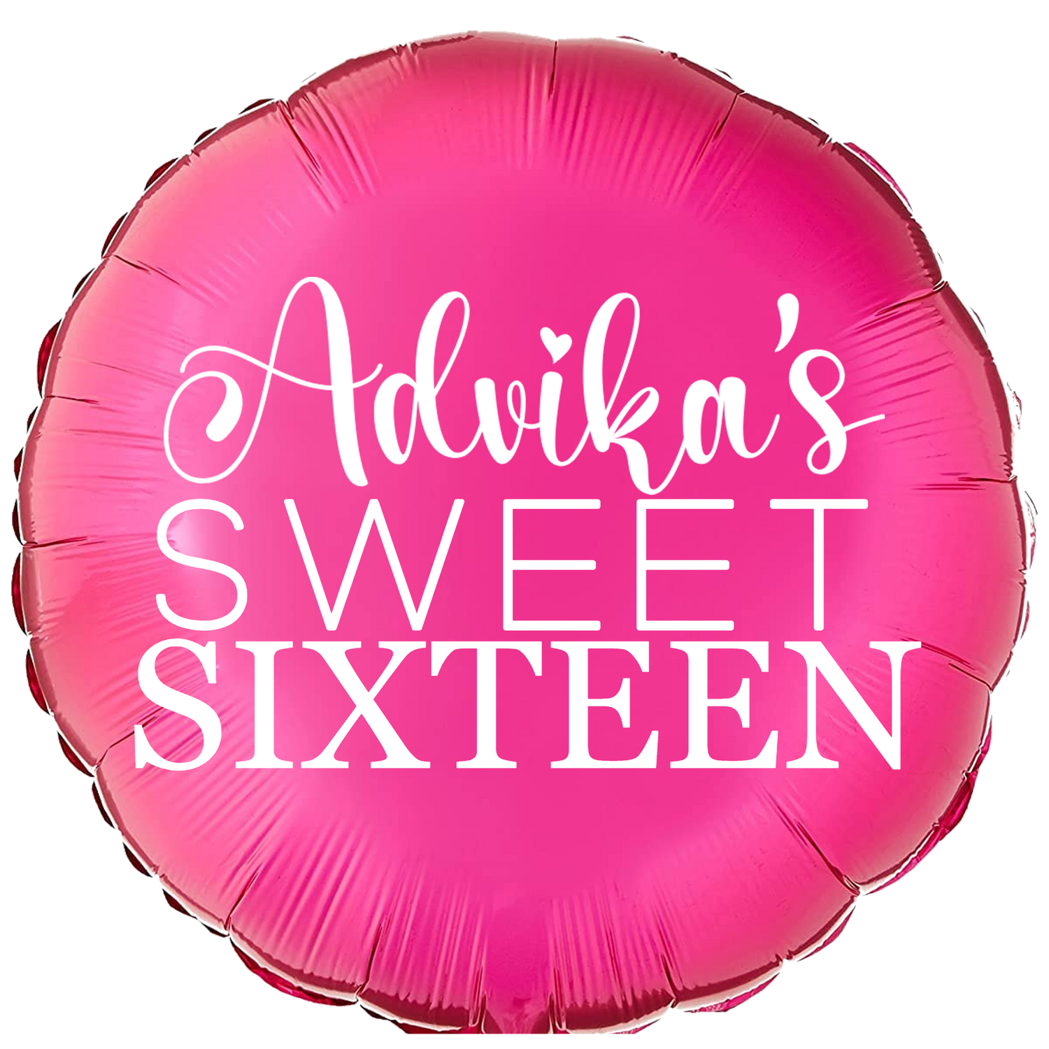 Custom Name/Text/Message Hot Pink Round Personalized Balloons For Sixteenth Birthday Party Event. Supports Helium/Air, Luxury Bespoke Balloons Are Perfect To Surprise Your Friends/Siblings/Girlfriend On Their 16Th Birthday. Perfect For Indoor And Outdoor Decorations, Surprise Parties, Room & Hall Decorations.