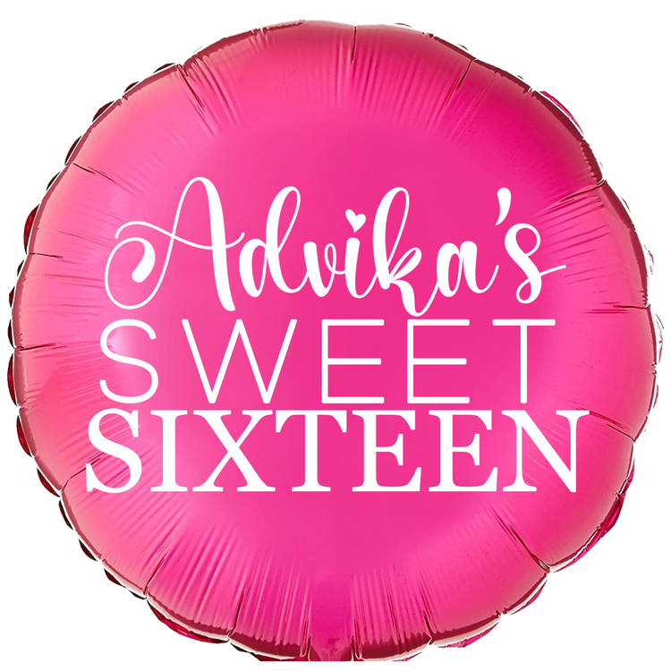 Custom Name/Text/Message Hot Pink Round Personalized Balloons For Sixteenth Birthday Party Event. Supports Helium/Air, Luxury Bespoke Balloons Are Perfect To Surprise Your Friends/Siblings/Girlfriend On Their 16Th Birthday. Perfect For Indoor And Outdoor Decorations, Surprise Parties, Room & Hall Decorations.