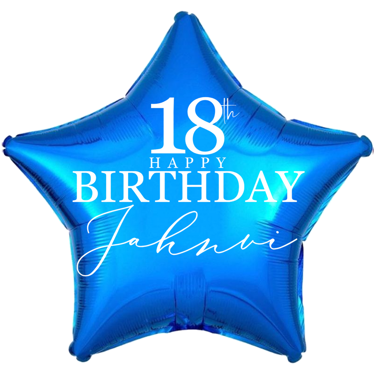Personalized/Customized Custom Name/Text & Age Blue Star Foil/Mylar Balloons For Six Months/First/Second/Third/Sixteenth/Twenty-First/Thirty/Forty/Fifty/Sixty/Seventieth Birthday, Milestone Birthday or a Special Themed Birthday Event. Supports Helium/Air, Luxury Bespoke Balloons Are a Perfect Surprise For Your Baby, Wife, Mom, Dad, Brother, Sister, Friends & Loved Ones