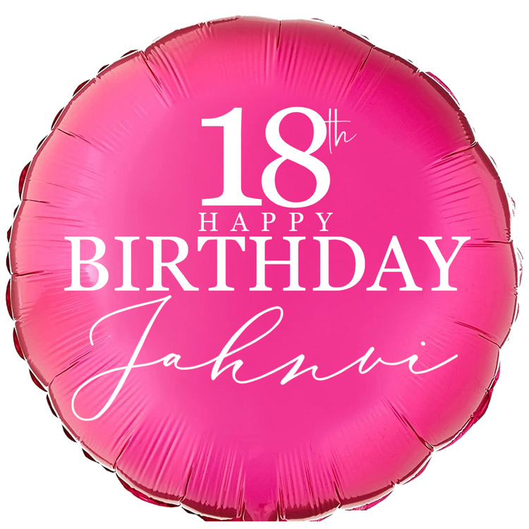 Personalized/Customized Custom Name/Text & Age Hot Pink Round Foil/Mylar Balloons For Six Months/First/Second/Third/Sixteenth/Twenty-First/Thirty/Forty/Fifty/Sixty/Seventieth Birthday, Milestone Birthday or a Special Themed Birthday Event. Supports Helium/Air, Luxury Bespoke Balloons Are a Perfect Surprise For Your Baby, Wife, Mom, Dad, Brother, Sister, Friends & Loved Ones
