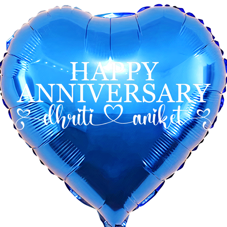 Custom Name/Text/Message Blue Heart Balloons For First Wedding Anniversary, 2nd/3rd/5th/10th/15th/20th/25th/30th/35th/40th/45th/50th/55th/60th/65th/75th Marriage Anniversary And Wedding Milestones. Supports Helium/Air, Luxury Bespoke Balloons Make Perfect Decoration Supplies & Surprise For Your Husband/Wife/Partner/Other-Half.