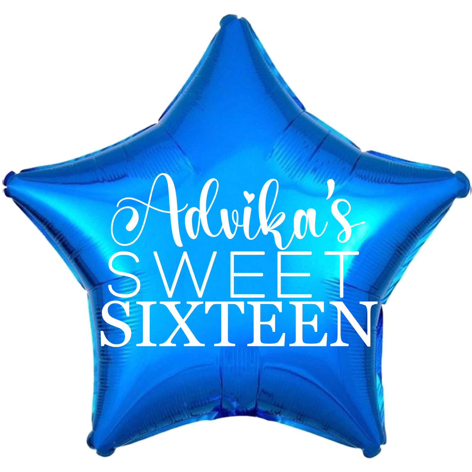 Custom Name/Text/Message Blue Star Personalized Balloons For Sixteenth Birthday Party Event. Supports Helium/Air, Luxury Bespoke Balloons Are Perfect To Surprise Your Friends/Siblings/Girlfriend On Their 16Th Birthday. Perfect For Indoor And Outdoor Decorations, Surprise Parties, Room & Hall Decorations.