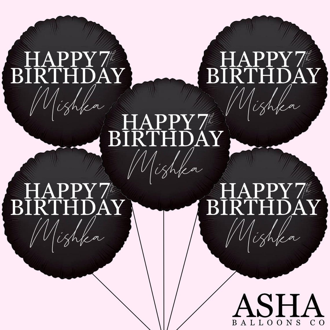 Personalized/Customized Custom Name/Text & Age Black Round Foil/Mylar Balloons For Six Months/First/Second/Third/Sixteenth/Twenty-First/Thirty/Forty/Fifty/Sixty/Seventieth Birthday, Milestone Birthday or a Special Themed Birthday Event. Supports Helium/Air, Luxury Bespoke Balloons Are a Perfect Surprise For Your Baby, Wife, Mom, Dad, Brother, Sister, Friends & Loved Ones