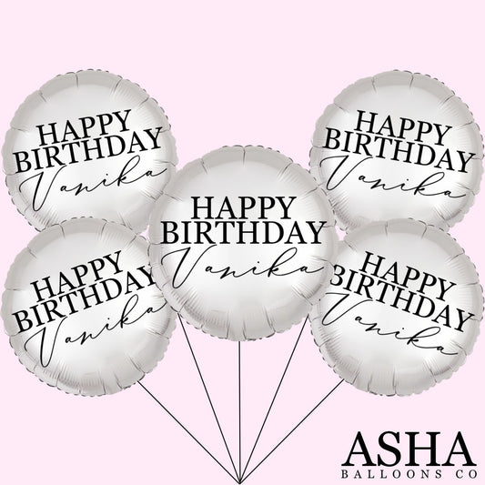 Personalized/Customized Custom Name/Text Silver Round Foil/Mylar Balloons For Six Months/First/Second/Third/Sixteenth/Twenty-First/Thirty/Forty/Fifty/Sixty/Seventieth Birthday, Milestone Birthday or a Special Themed Birthday Event. Supports Helium/Air, Luxury Bespoke Balloons Are a Perfect Surprise For Your Baby, Wife, Mom, Dad, Brother, Sister, Friends & Loved Ones